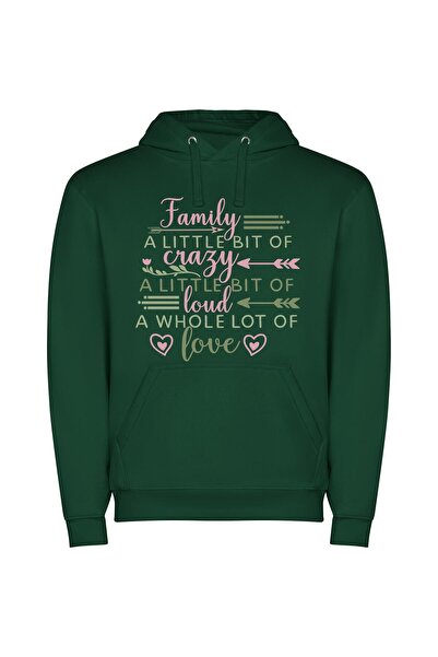 iLovePrints Endearing Crazy Love Φούτερ με κουκούλα σε χρώμα Πράσινο