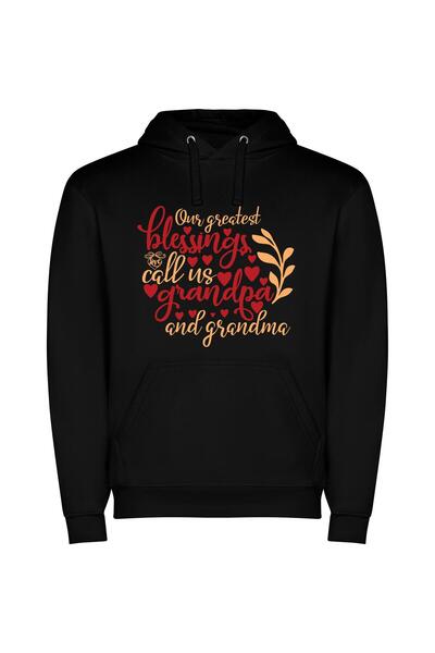 iLovePrints Blessed Grandparents: A Graceful Portrait Φούτερ με κουκούλα σε χ...