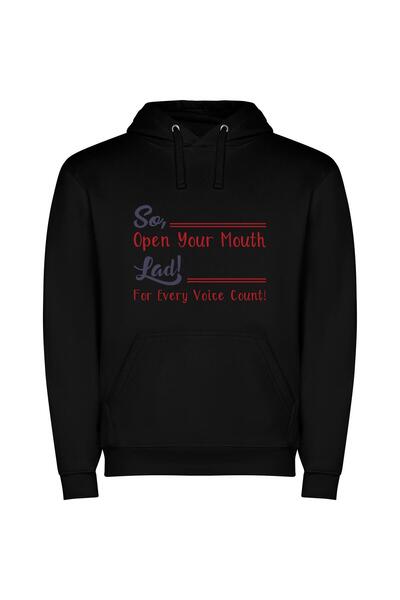 iLovePrints Voice Unleashed: Open Sesame Φούτερ με κουκούλα σε χρώμα Μαύρο