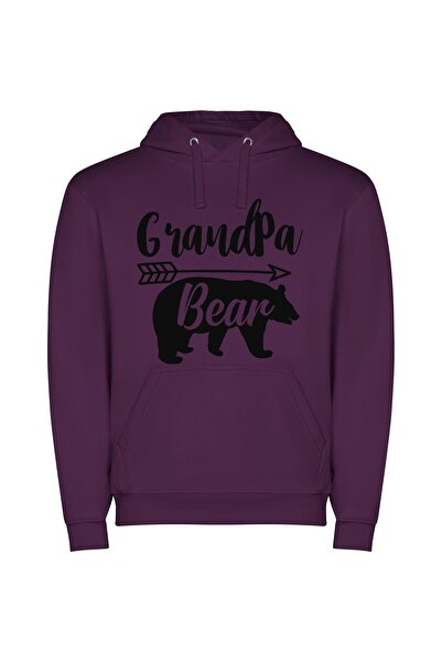 iLovePrints Stencil Bear, Grandpa's Pride Φούτερ με κουκούλα σε χρώμα Μωβ