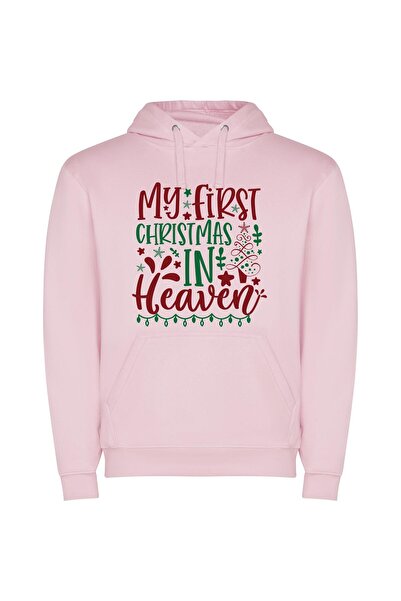 iLovePrints Heavenly Christmas Greetings Φούτερ με κουκούλα σε χρώμα Ροζ