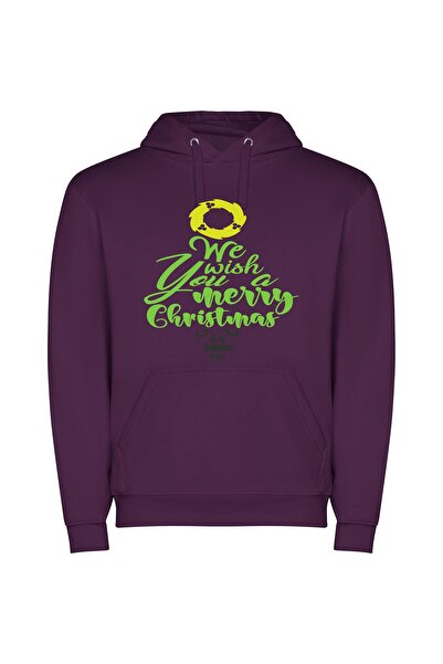 iLovePrints Festive Grinch's Merry Tree Φούτερ με κουκούλα σε χρώμα Μωβ