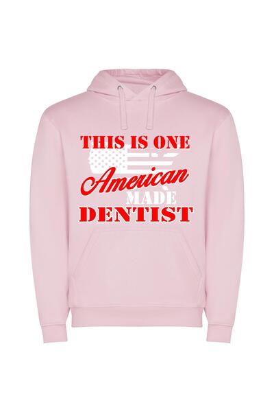 iLovePrints Green American Dentist's Odyssey Φούτερ με κουκούλα σε χρώμα Ροζ