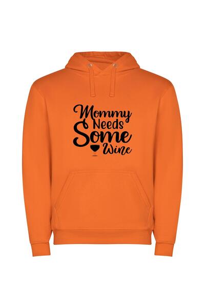 iLovePrints Wine for Mama's Bliss Φούτερ με κουκούλα σε χρώμα Πορτοκαλί