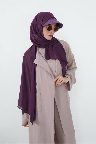 Aisha's Design Practical Chiffon Shawl with Combed Cotton Visor, Ss-3