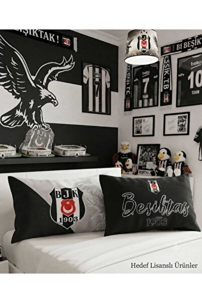 Taç Lisanslı Beşiktaş Taraftar Yastık Kılıfı 50x70 cm (Tekli)