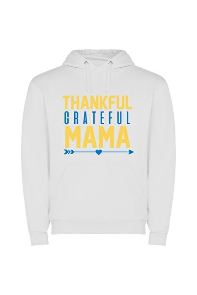 iLovePrints Mama's Grateful Sign Φούτερ με κουκούλα σε χρώμα Λευκό