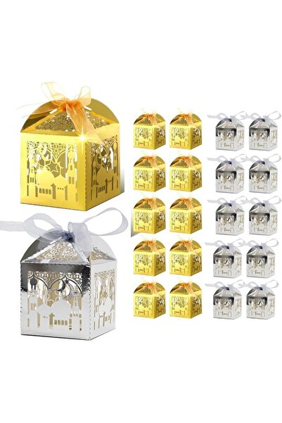JINXXTTA 20-Piece Ramadan Decorations Candy Box Set, Gold & Silver Laser Cut ...