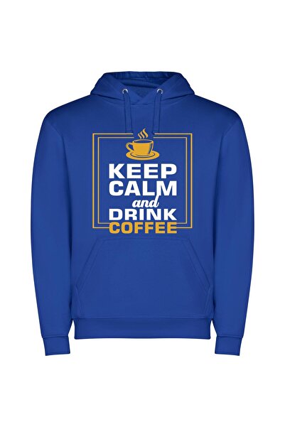 iLovePrints Caffeine Craze: HQ Print! Φούτερ με κουκούλα σε χρώμα Μπλε