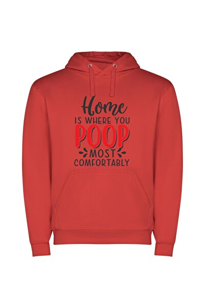 iLovePrints Ultimate Bathroom Comfort Zone Φούτερ με κουκούλα σε χρώμα Κόκκινο