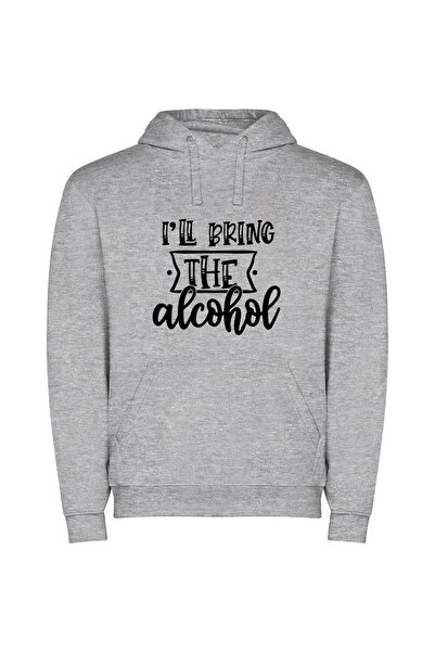iLovePrints White Background Booze Party Φούτερ με κουκούλα σε χρώμα Γκρι