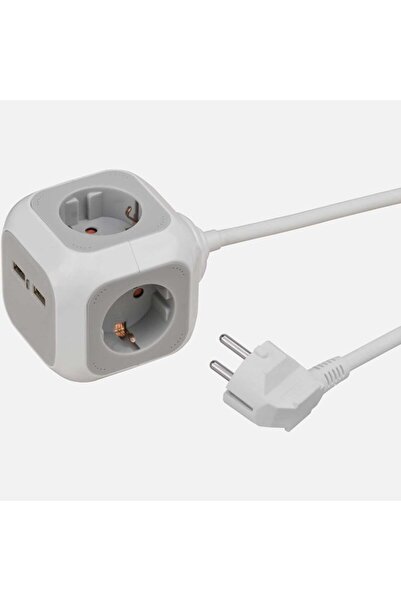 Alea Power 1,4 metre Küp 4'lü 2 Usb'li Priz