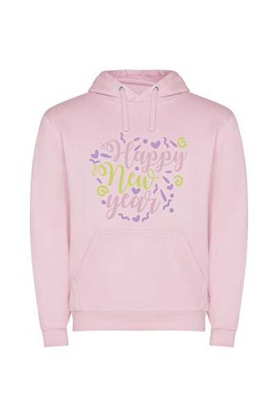 iLovePrints Joyful New Year Delights Φούτερ με κουκούλα σε χρώμα Ροζ