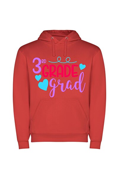iLovePrints Hearts of Grade Three Φούτερ με κουκούλα σε χρώμα Κόκκινο