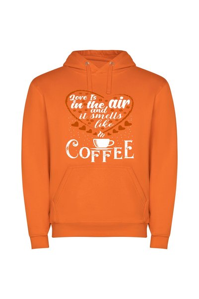 iLovePrints Love in a Cup Φούτερ με κουκούλα σε χρώμα Πορτοκαλί