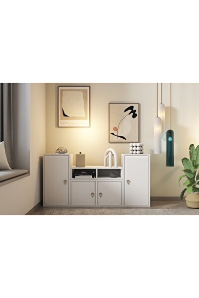 Vivense CONSOLA MODERN SALON VE OTURMA ODASI KONSOLU 5 KAPAKLI BEYAZ-NRG-KNS-...