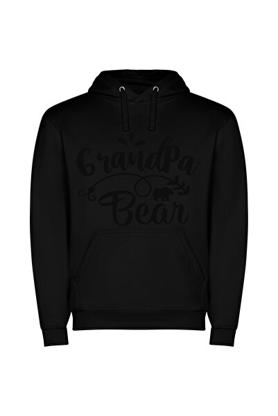 iLovePrints Bear and Stencil Monochrome Φούτερ με κουκούλα σε χρώμα Μαύρο