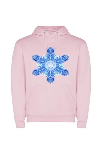 iLovePrints Frozen Fractal Elegance Φούτερ με κουκούλα σε χρώμα Ροζ
