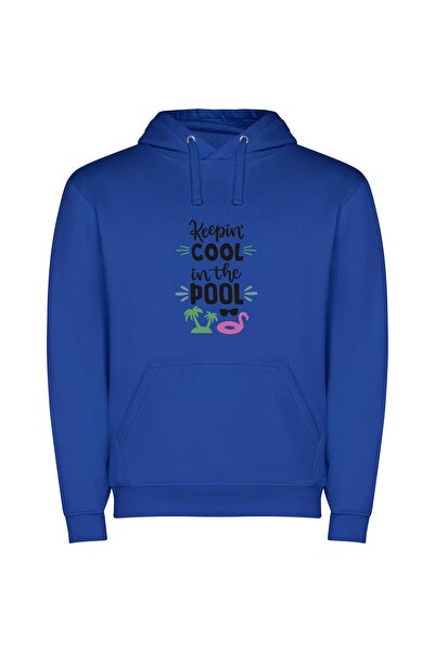 iLovePrints Cool by the Pool Φούτερ με κουκούλα σε χρώμα Μπλε
