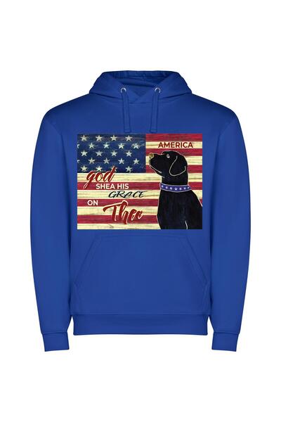 iLovePrints Patriotic Paws: Flagbearer's Blessing Φούτερ με κουκούλα σε χρώμα...