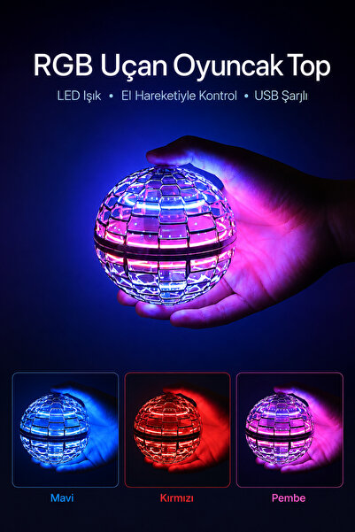 Tinytek LED Işıklı Uçan Spinner Top Oyuncak, Aç/Kapa Kumandalı Şarjlı Hover B...