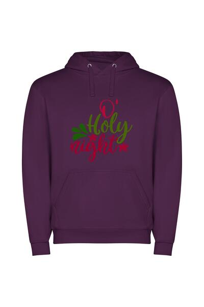 iLovePrints Merry Holly Night Spectacle Φούτερ με κουκούλα σε χρώμα Μωβ