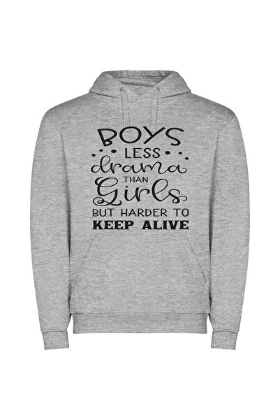 iLovePrints Drama & Survival: Boys Φούτερ με κουκούλα σε χρώμα Γκρι