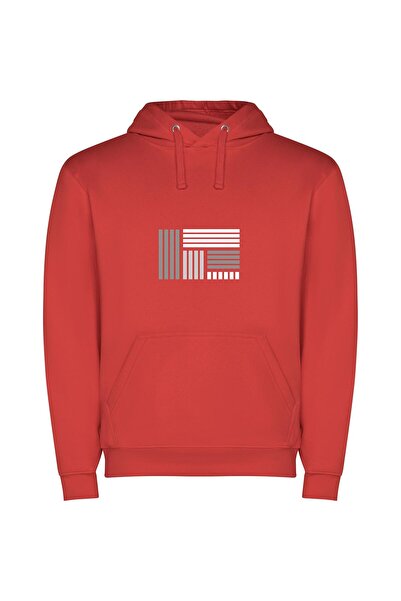 iLovePrints Barcode Noir Φούτερ με κουκούλα σε χρώμα Κόκκινο