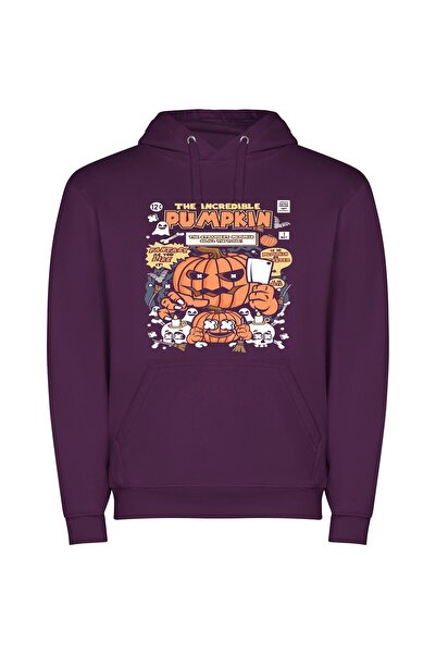 iLovePrints Pumpkin Perfection: Halloween Art Φούτερ με κουκούλα σε χρώμα Μωβ