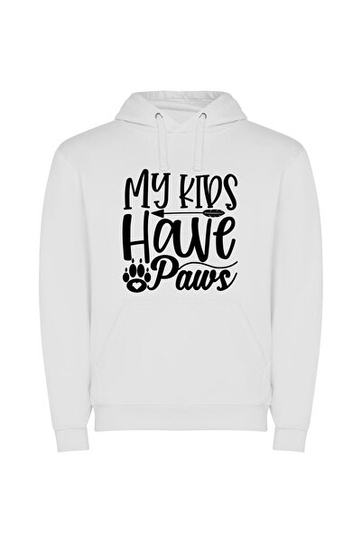 iLovePrints Paws & Kids Forever Φούτερ με κουκούλα σε χρώμα Λευκό