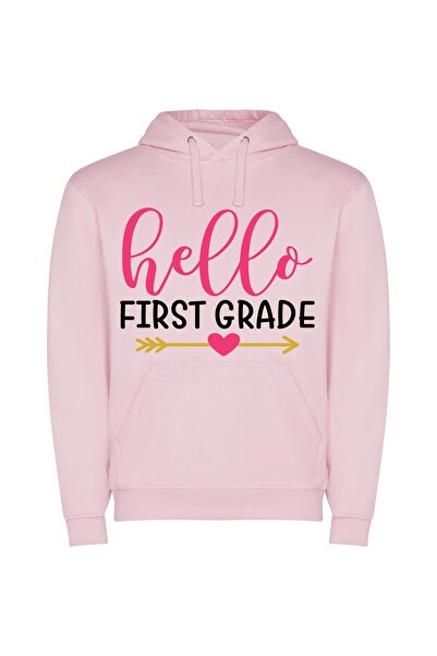 iLovePrints Vibrant Greetings: First Grade+ Φούτερ με κουκούλα σε χρώμα Ροζ