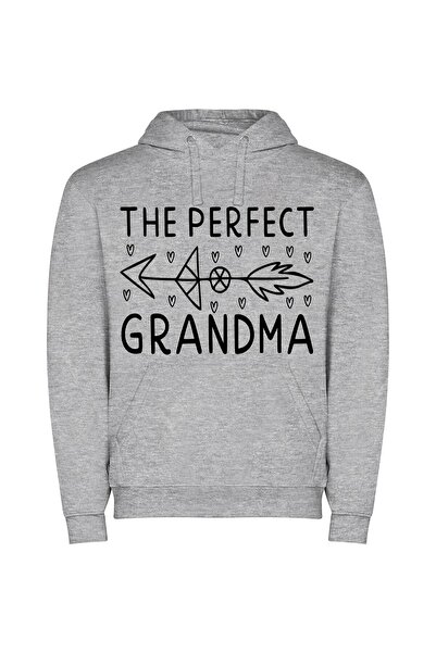 iLovePrints Perfectly Drawn Grandmother's Arrow Φούτερ με κουκούλα σε χρώμα Γκρι
