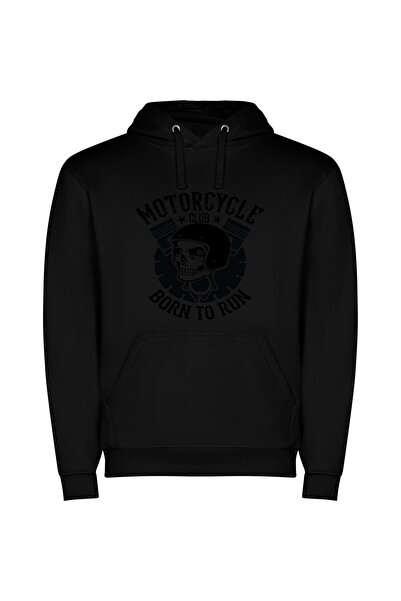 iLovePrints Skull Riders Motorcycle Club Φούτερ με κουκούλα σε χρώμα Μαύρο