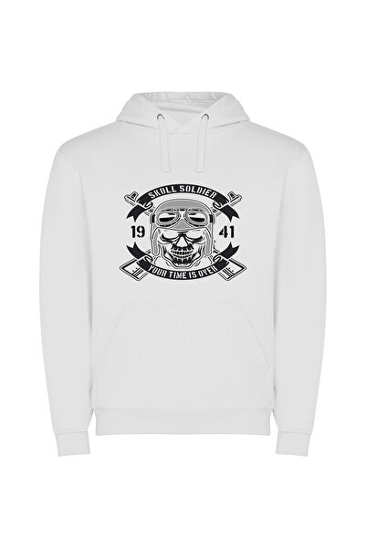 iLovePrints Ethereal Skull Renderings Φούτερ με κουκούλα σε χρώμα Λευκό