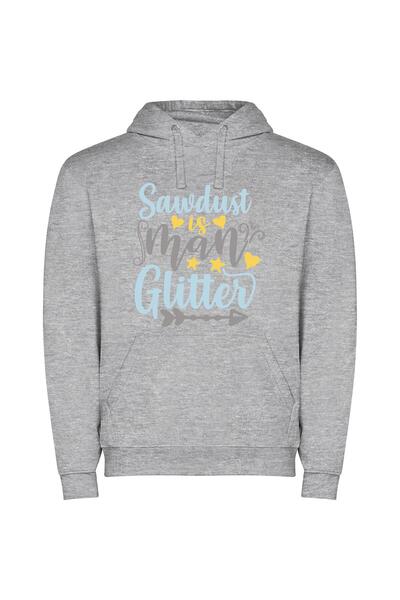 iLovePrints Glamourized Sawdust Sparkles Φούτερ με κουκούλα σε χρώμα Γκρι
