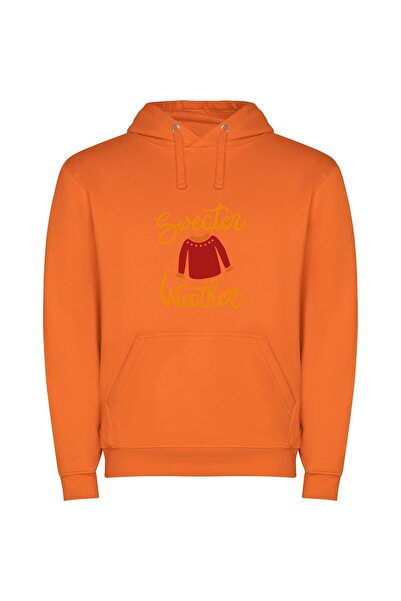 iLovePrints Cosy Sweater Weather Style Φούτερ με κουκούλα σε χρώμα Πορτοκαλί