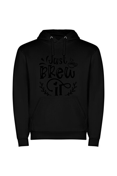 iLovePrints Brew Art: Just Brew It Φούτερ με κουκούλα σε χρώμα Μαύρο