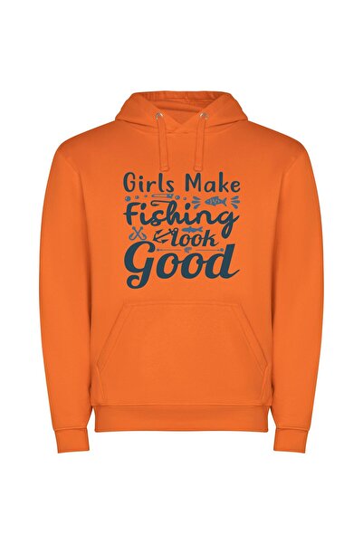 iLovePrints Fishing Girls, Stunning Creations Φούτερ με κουκούλα σε χρώμα Πορ...