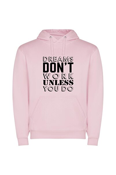 iLovePrints Work for Dream Success Φούτερ με κουκούλα σε χρώμα Ροζ
