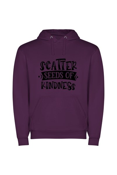 iLovePrints Scatter Kindness: Elegant Lettering Φούτερ με κουκούλα σε χρώμα Μωβ