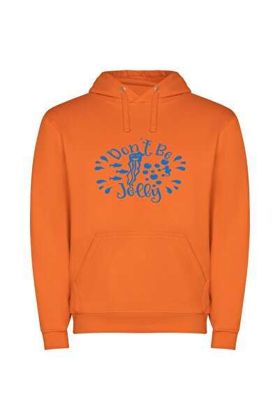 iLovePrints Blue Jelly Sea Φούτερ με κουκούλα σε χρώμα Πορτοκαλί