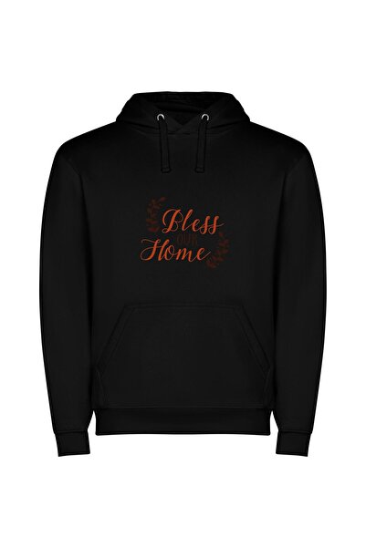 iLovePrints Blessed Home, Elegant Bliss Φούτερ με κουκούλα σε χρώμα Μαύρο