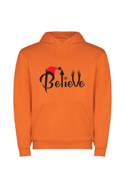 iLovePrints Believe in Merry Magic Φούτερ με κουκούλα σε χρώμα Πορτοκαλί