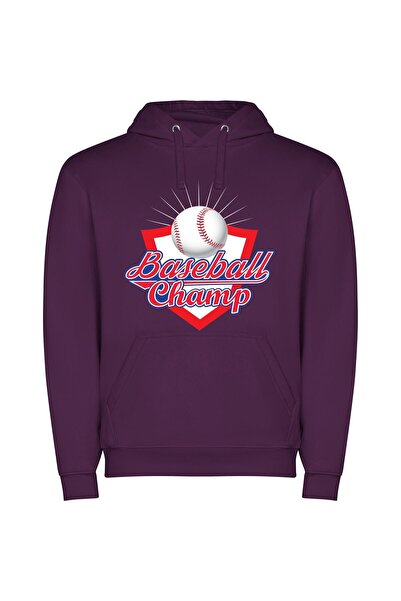 iLovePrints Sporty Championship Emblem Φούτερ με κουκούλα σε χρώμα Μωβ