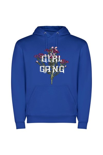 iLovePrints Blossom Gang Couture Φούτερ με κουκούλα σε χρώμα Μπλε