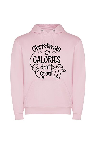 iLovePrints Festive Calorie-Free Coloring! Φούτερ με κουκούλα σε χρώμα Ροζ