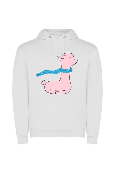 iLovePrints Elegant Ribboned Pink Duck Φούτερ με κουκούλα σε χρώμα Λευκό