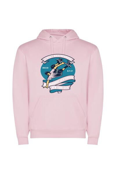 iLovePrints Airborne Skateboarding: NY Style Φούτερ με κουκούλα σε χρώμα Ροζ