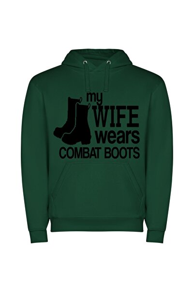 iLovePrints Bold in Combat Boots Φούτερ με κουκούλα σε χρώμα Πράσινο