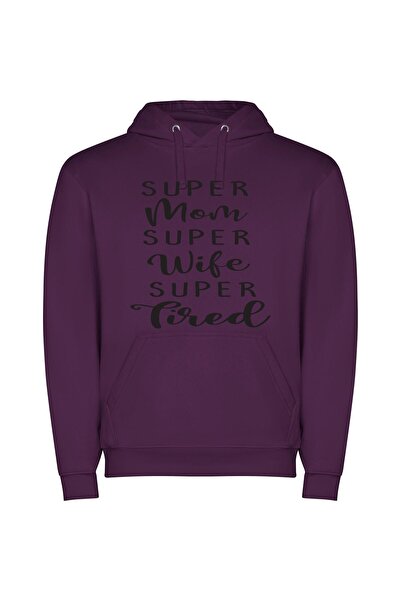 iLovePrints Super Woman Super Art Φούτερ με κουκούλα σε χρώμα Μωβ